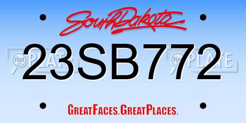 23SB772 South Dakota License Plate