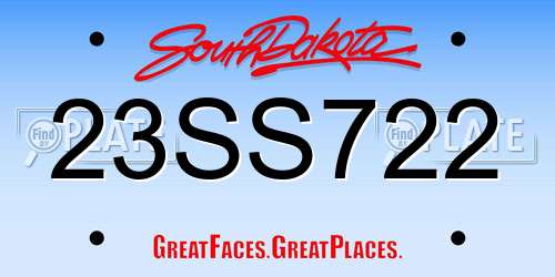 23SS722 South Dakota License Plate