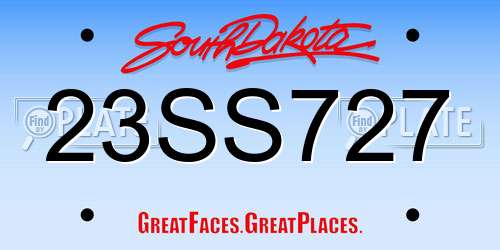 23SS727 South Dakota License Plate