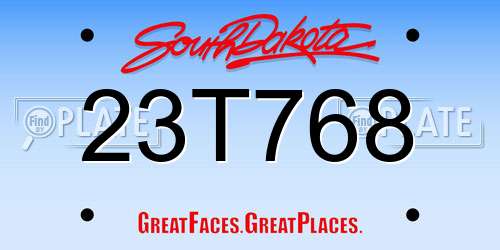 23T768 South Dakota License Plate