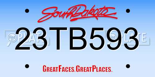 23TB593 South Dakota License Plate