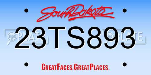 23TS893 South Dakota License Plate