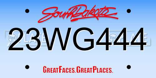 23WG444 South Dakota License Plate