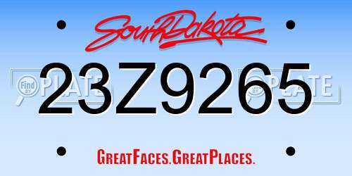 23Z9265 South Dakota License Plate
