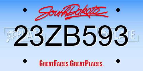 23ZB593 South Dakota License Plate