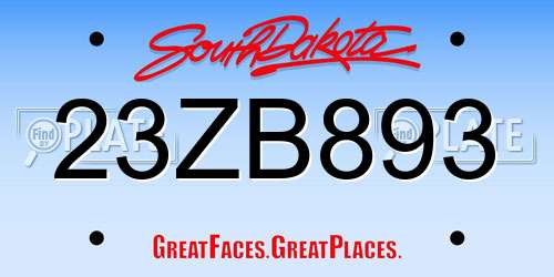 23ZB893 South Dakota License Plate