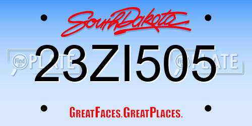 23ZI505 South Dakota License Plate