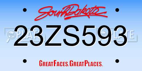 23ZS593 South Dakota License Plate