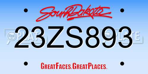 23ZS893 South Dakota License Plate