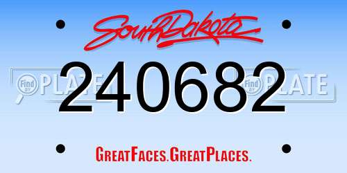 240682 South Dakota License Plate