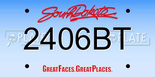 2406BT South Dakota License Plate