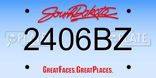 2406BZ South Dakota License Plate