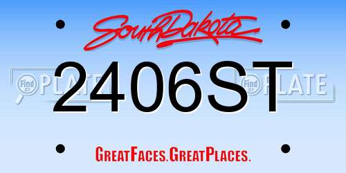 2406ST South Dakota License Plate