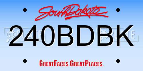 240BDBK South Dakota License Plate