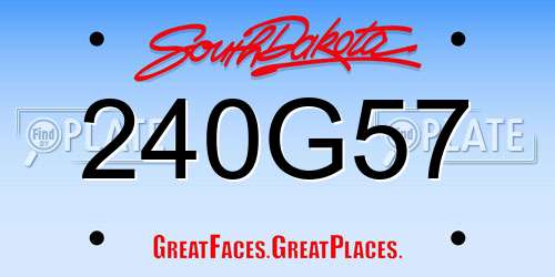 240G57 South Dakota License Plate