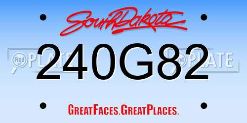 240G82 South Dakota License Plate
