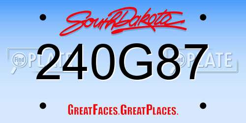 240G87 South Dakota License Plate