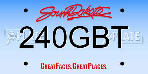 240GBT South Dakota License Plate