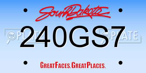 240GS7 South Dakota License Plate