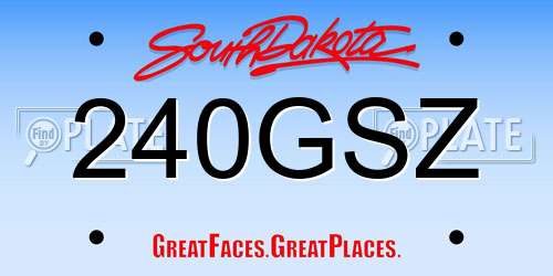 240GSZ South Dakota License Plate