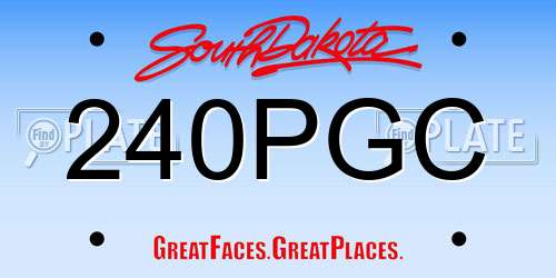 240PGC South Dakota License Plate
