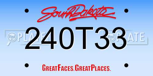 240T33 South Dakota License Plate