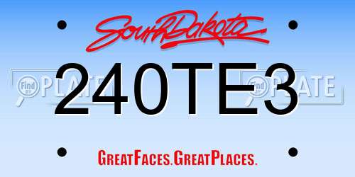 240TE3 South Dakota License Plate