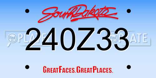 240Z33 South Dakota License Plate