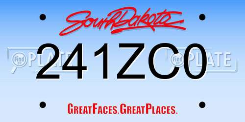 241ZC0 South Dakota License Plate