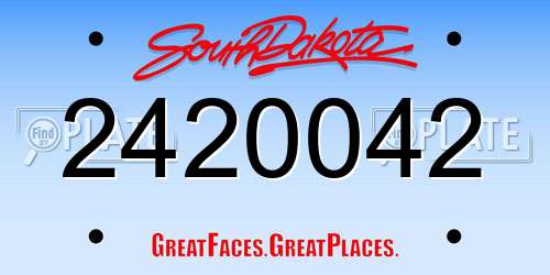 2420042 South Dakota License Plate