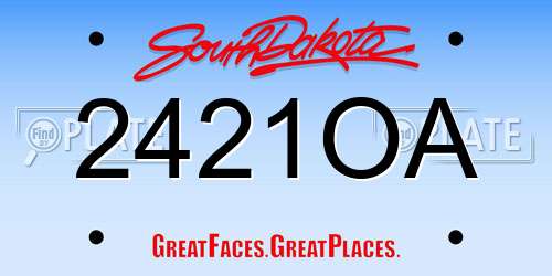 2421OA South Dakota License Plate