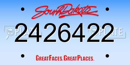 2426422 South Dakota License Plate
