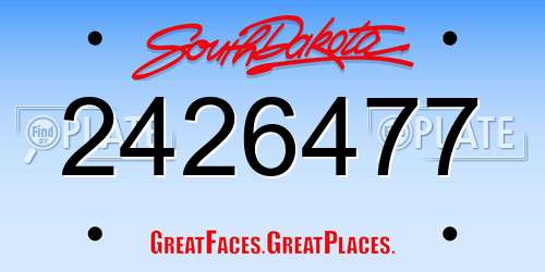 2426477 South Dakota License Plate