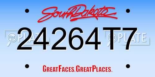 24264T7 South Dakota License Plate