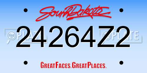 24264Z2 South Dakota License Plate