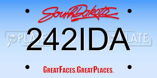 242IDA South Dakota License Plate