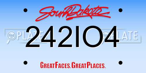 242IO4 South Dakota License Plate