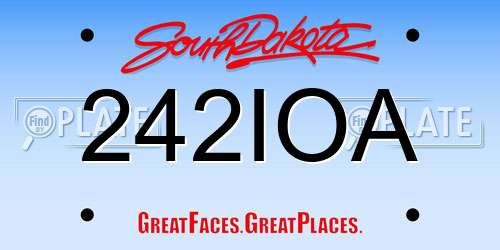 242IOA South Dakota License Plate