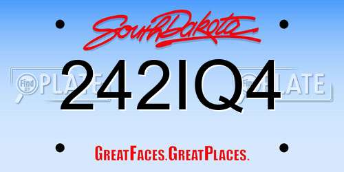 242IQ4 South Dakota License Plate