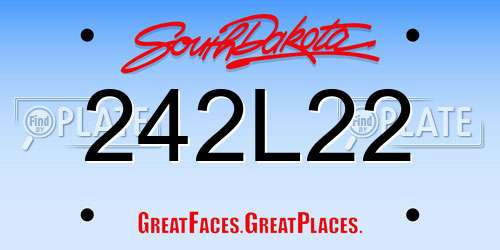 242L22 South Dakota License Plate