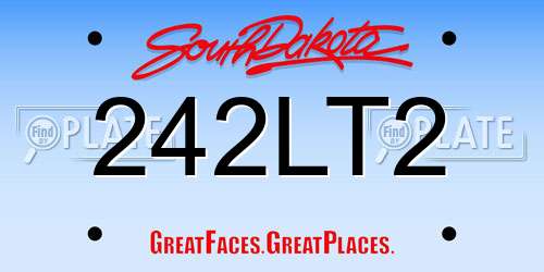242LT2 South Dakota License Plate