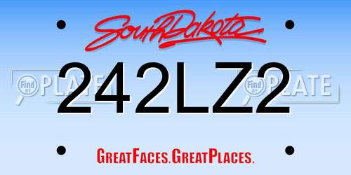 242LZ2 South Dakota License Plate