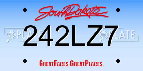 242LZ7 South Dakota License Plate