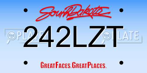 242LZT South Dakota License Plate