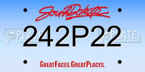 242P22 South Dakota License Plate