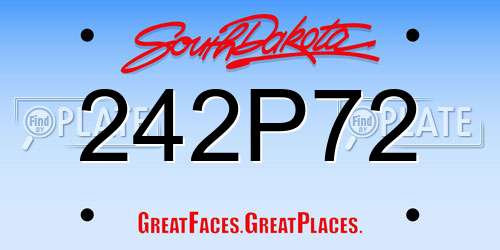 242P72 South Dakota License Plate