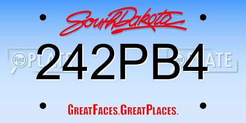 242PB4 South Dakota License Plate