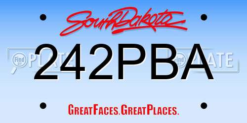 242PBA South Dakota License Plate