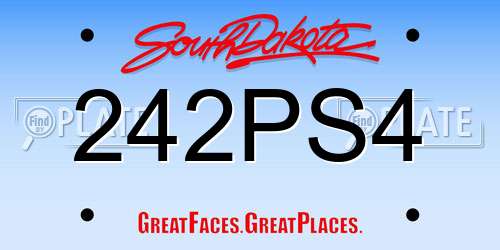 242PS4 South Dakota License Plate