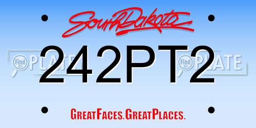 242PT2 South Dakota License Plate